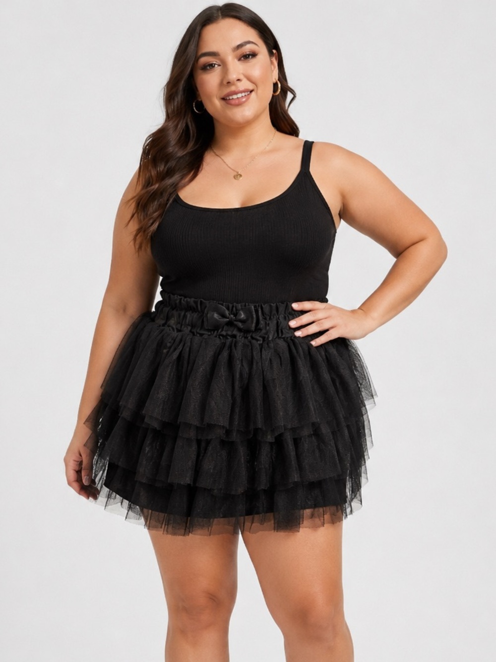 Torrid Nightfall Ruffled Layered Tulle Mini Skirt Black- size 1 (1X or 14-16)